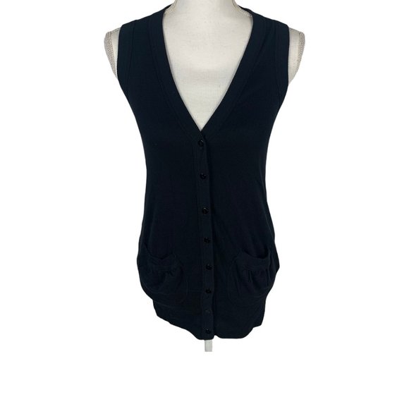 Splendid Black Button-up Vest W/ Pockets Size M